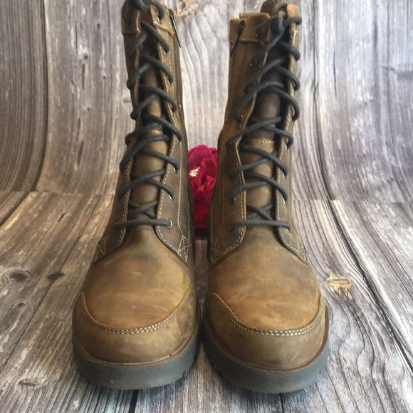 TIMBERLAND Graceyn Brown Leather Lace Up WP Lug Sole Boots 8M - Picture 15 of 15